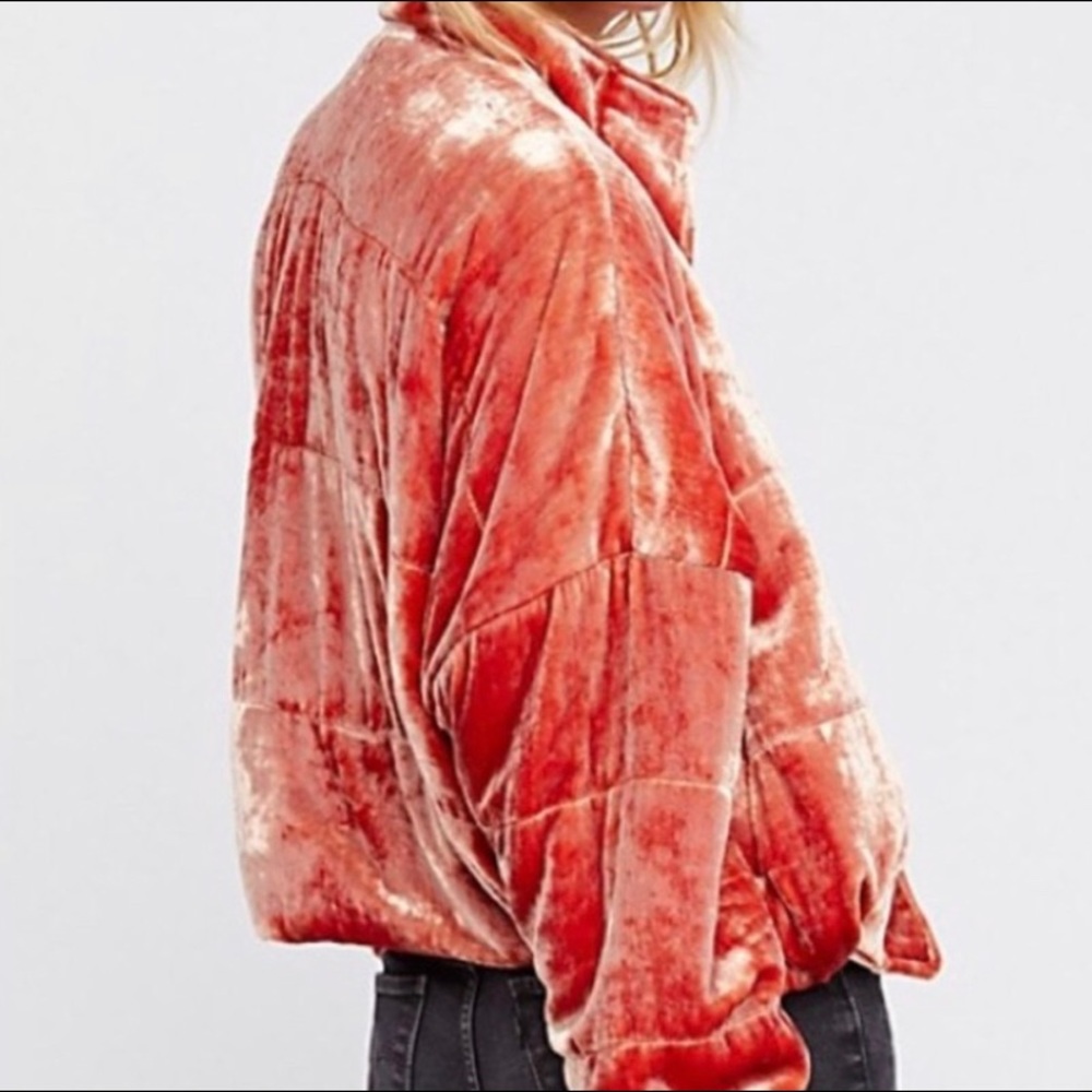 FREE PEOPLE NWOT CRUSHED VELVET PUFFER JACKET
